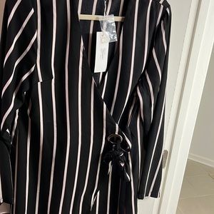 Forever 21 striped cross tie blouse